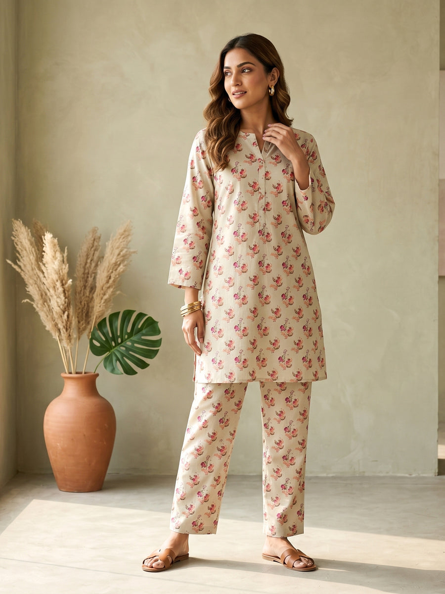 Ivory Rose Printed Lawn Suit – Ready-to-Wear 2 Piece Set