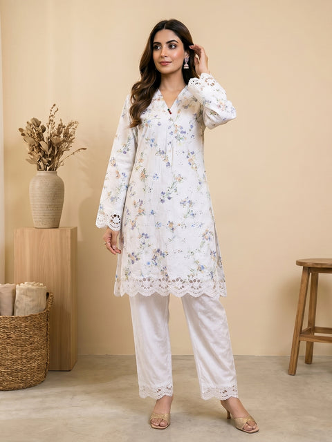 Ivory Meadow Schiffli Lawn Suit β 2 Piece Ready-to-Wear