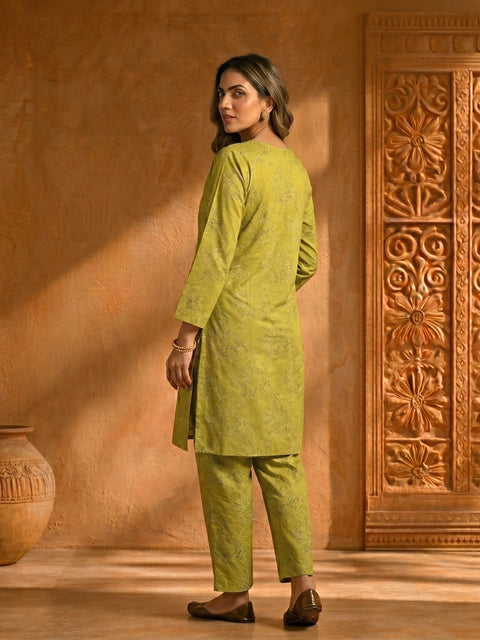 Olive Bloom Printed Lawn Suit – Ready-to-Wear 2 Piece Kameez Trouser