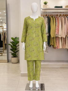 Olive Bloom Printed Lawn Suit – Ready-to-Wear 2 Piece Kameez Trouser