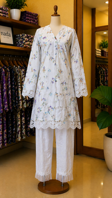 Ivory Meadow Schiffli Lawn Suit – 2 Piece Ready-to-Wear