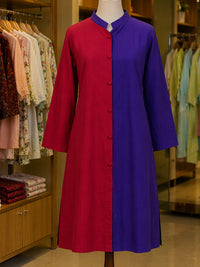 Red & Purple Color Block Lawn Kurti – Bold Everyday Style