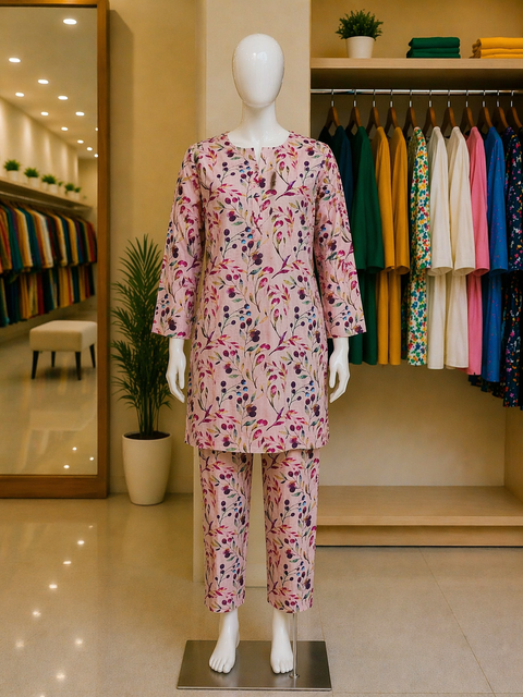 Blush Meadow Lawn Suit – Ready-to-Wear 2 Piece Floral Set