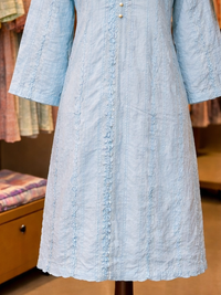 Sky Blue Pearl-Button Lawn Kurti