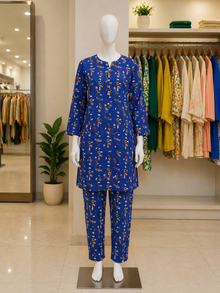 Royal Blue Bloom Lawn Suit – Ready-to-Wear 2 Piece Set