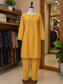 Sunlit Mustard Textured 2 Piece Suit