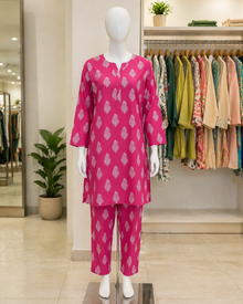 Fuchsia Pink Motif Print Lawn Suit – Ready-to-Wear 2 Piece Set