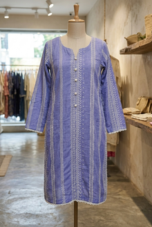 Lavender Blue Printed Lawn Kurti – Elegant 1 Piece
