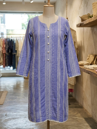 Lavender Blue Printed Lawn Kurti – Elegant 1 Piece