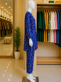 Blue Blossom Ready-to-Wear 2 Piece Suit | Printed Kameez & Trouser | Yalla Printing UAE