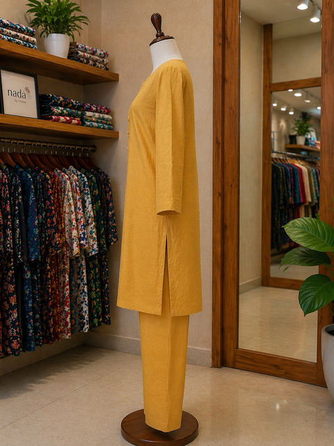Sunlit Mustard Textured 2 Piece Suit