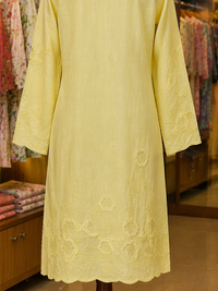 Lemon Yellow Lawn Kurti with Tonal Floral Detail