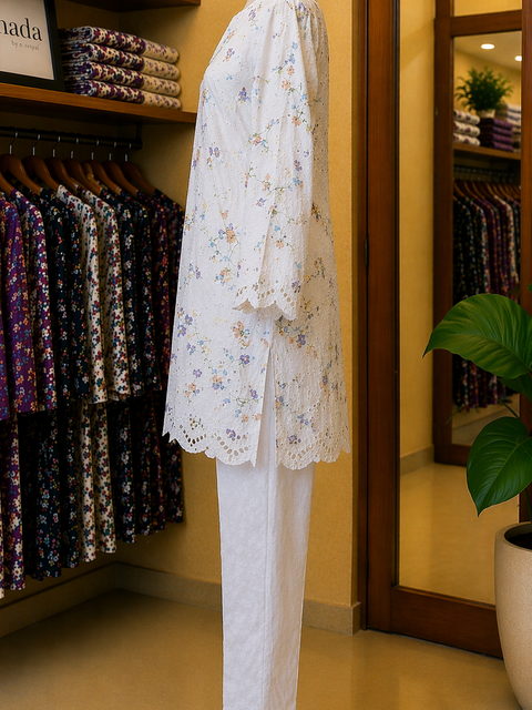 Ivory Meadow Schiffli Lawn Suit – 2 Piece Ready-to-Wear