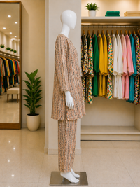 Peach Mosaic Stripe Lawn Suit – Ready-to-Wear 2 Piece Set