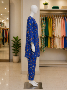 Royal Blue Bloom Lawn Suit – Ready-to-Wear 2 Piece Set