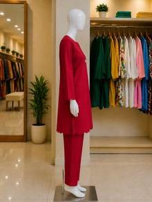 Crimson Scallop Lawn Suit – Ready-to-Wear 2 Piece Set