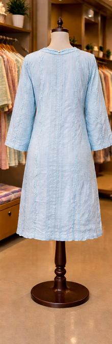 Sky Blue Pearl-Button Lawn Kurti