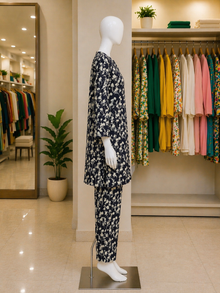 Midnight Ivory Floral Lawn Suit – Ready-to-Wear 2 Piece Set