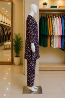 Midnight Pop Floral Lawn Suit – Ready-to-Wear 2 Piece Set