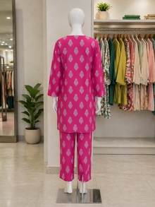 Fuchsia Pink Motif Print Lawn Suit – Ready-to-Wear 2 Piece Set