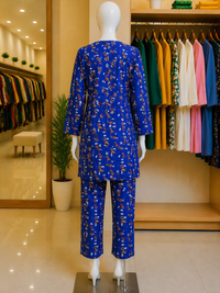 Blue Blossom Ready-to-Wear 2 Piece Suit | Printed Kameez & Trouser | Yalla Printing UAE