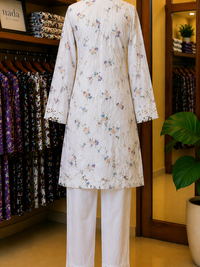 Ivory Bloom Schiffli Lawn Suit – 2 Piece Ready-to-Wear