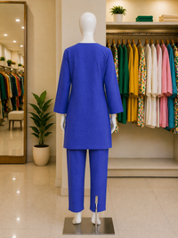 Sapphire Blue Textured Lawn Suit – Ready-to-Wear 2 Piece Set