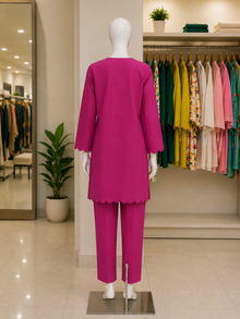 Fuchsia Scallop Lawn Suit – 2 Piece Ready-to-Wear Kameez Trouser