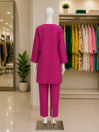 Fuchsia Scallop Lawn Suit – 2 Piece Ready-to-Wear Kameez Trouser