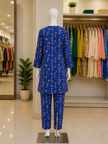 Royal Blue Bloom Lawn Suit – Ready-to-Wear 2 Piece Set