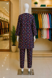 Midnight Pop Floral Lawn Suit – Ready-to-Wear 2 Piece Set