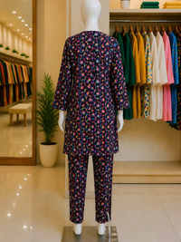 Midnight Pop Floral Lawn Suit – Ready-to-Wear 2 Piece Set