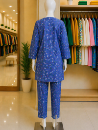 Blue Mist Floral Lawn Suit – Ready-to-Wear 2 Piece Set