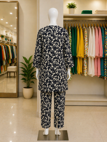 Midnight Ivory Floral Lawn Suit – Ready-to-Wear 2 Piece Set