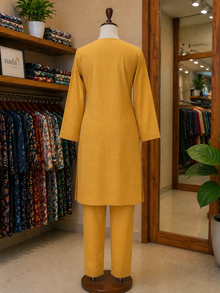 Sunlit Mustard Textured 2 Piece Suit