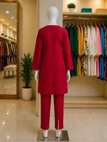 Crimson Scallop Lawn Suit – Ready-to-Wear 2 Piece Set