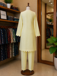 Lemon Glow Scallop Lawn Suit – Ready-to-Wear 2 Piece Set