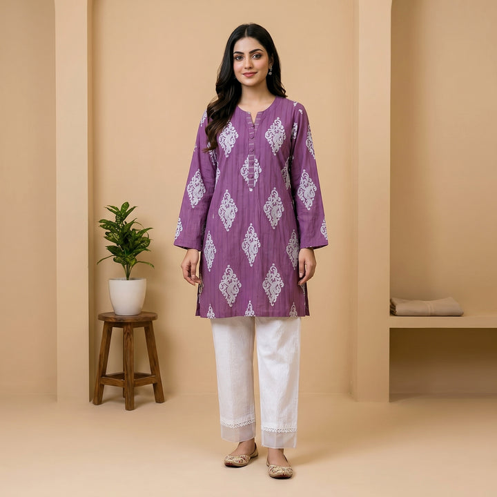 Plum Noor Printed Lawn Suit – 2 Piece Ready-to-Wear