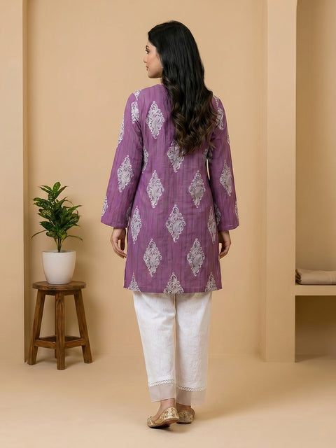 Plum Noor Printed Lawn Suit – 2 Piece Ready-to-Wear