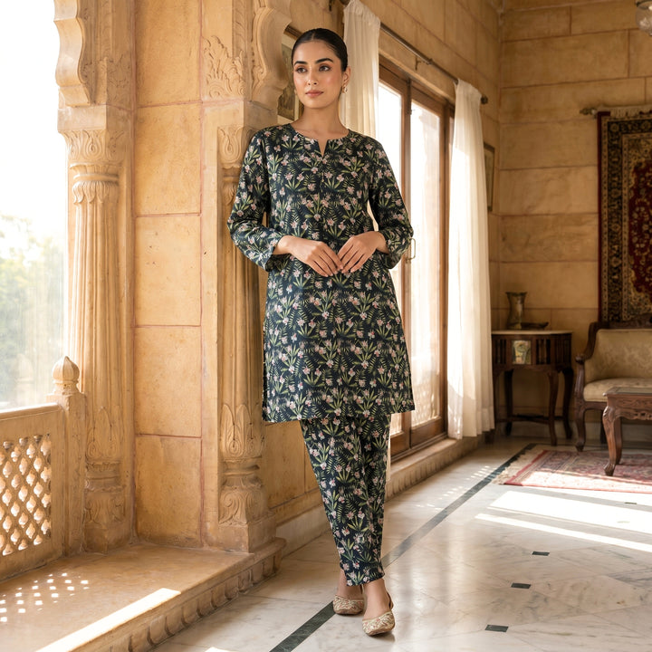 Midnight Garden Printed Lawn Suit – Ready-to-Wear 2 Piece Set