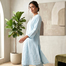 Sky Blue Pearl-Button Lawn Kurti