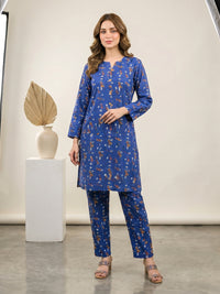 Royal Blue Bloom Lawn Suit – Ready-to-Wear 2 Piece Set