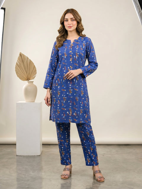 Royal Blue Bloom Lawn Suit – Ready-to-Wear 2 Piece Set