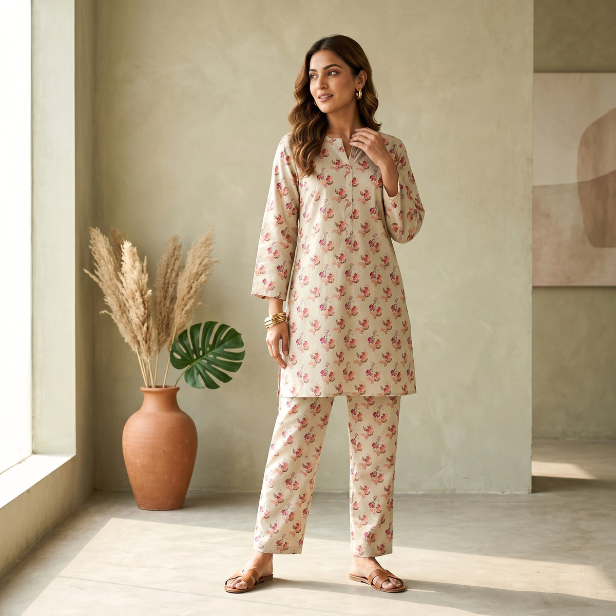 Ivory Rose Printed Lawn Suit – Ready-to-Wear 2 Piece Set