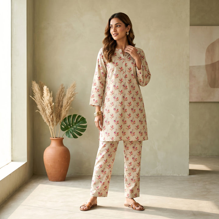 Ivory Rose Printed Lawn Suit – Ready-to-Wear 2 Piece Set