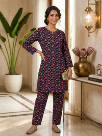 Midnight Pop Floral Lawn Suit – Ready-to-Wear 2 Piece Set