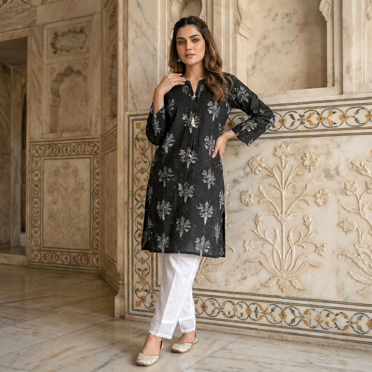 Midnight Bloom Printed 2 Piece Suit