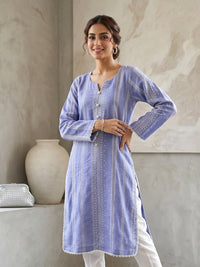 Lavender Blue Printed Lawn Kurti – Elegant 1 Piece