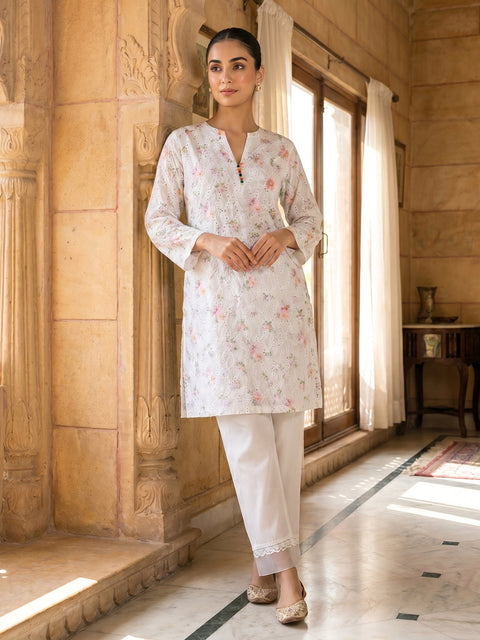 Ivory Garden Lace Lawn Suit – 2 Piece Ready-to-Wear