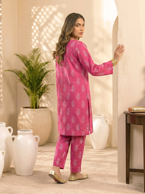 Fuchsia Pink Motif Print Lawn Suit – Ready-to-Wear 2 Piece Set